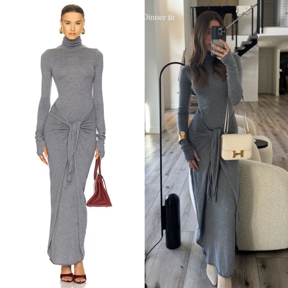 Helsa Dresses & Skirts - Helsa Oakleigh Maxi Knit Dress in Light Grey Size Small